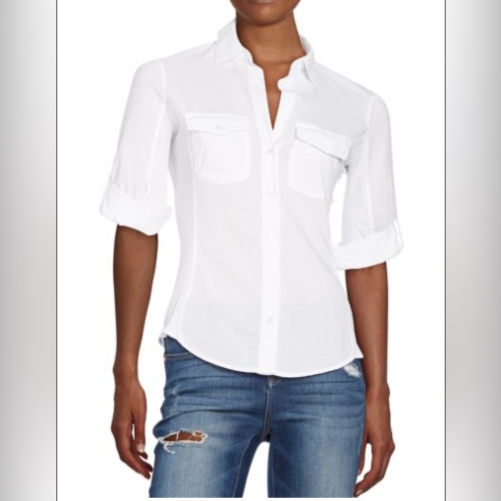 James Peres size 2 White Button down shirt